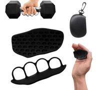 THQAE Guanti Palestra Antiscivolo in Silicone per Sollevamento Pesi e, Paracalli Professionali per Trazioni alla Sbarra e Bodybuilding, Protezione Palmo Ergonomica a 4 Fori, 1 Coppia, Nero