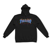 THRASHER Flame Logo Felpa, Black/Blue (Nero, Blu), S Unisex-Adulto (144922S)