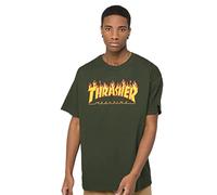 THRASHER Men's Flame Logo Short Sleeve T Shirt Forest Green S