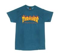 Thrasher - Flame Tee Blu/Giallo Magliette Manica Corta - - Tops - Uomo - Blu - XL