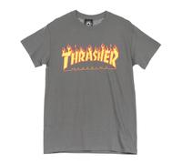 Thrasher - Flame Tee Magliette Uomo Grigio Antracite/giallo - - Tops - Uomo - Grigio - M
