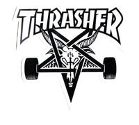 Thrasher Magazine - Adesivo per skateboard, motivo: ariete e pentacolo, 9 x 10 cm, bianco/nero
