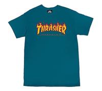 THRASHER Magazine Men's Flame Logo Short Sleeve T Shirt Galapagos Blue M