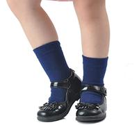 Thread Linens 3 paia di calzini alla caviglia delle ragazze per i bambini di cotone ricco pianura scuola calzini, Marina Militare, 7-10 anni