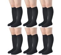 Thread Linens 6 paia di calzini alti al ginocchio per ragazze e bambine, in cotone, confezione convenienza, per rientro a scuola, calzini uniformi per feste, calze lunghe al ginocchio per ragazze e