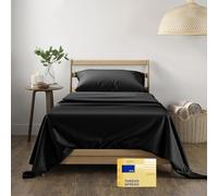 THREAD SPREAD 100% Egyptian Cotton Twin Size Sheet Set - 3 PC 600 Thread Count Egyptian Cotton Sheets Set for Twin Size Bed (Black), Soft, Cooling, Luxury Hotel 16" Deep Pocket Sateen Bedsheet