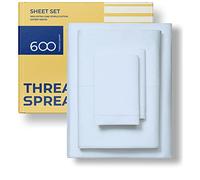 THREAD SPREAD Set di biancheria da letto in 100% cotone egiziano a 600 fili, per letto queen size, lussuose lenzuola di qualità per letto matrimoniale, trama rasatello, con angoli profondi (queen