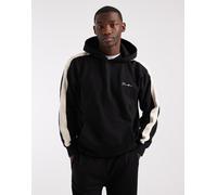 Threadbare - Felpa con cappuccio comoda nera con riga laterale-Nero XL