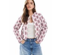 Threadbare - Giacca in cotone trapuntata rosa e bianca con stampa cachemire-Bianco 46