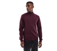Threadbare - Maglione dolcevita in cotone bordeaux-Rosso S