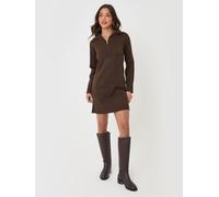 Threadbare Mini abito in maglia spazzolata con cerniera a un quarto Threadbare 36 Marrone