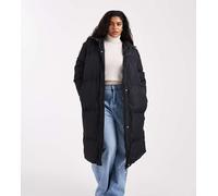 Threadbare Plus - Piumino lungo nero con cappuccio 46