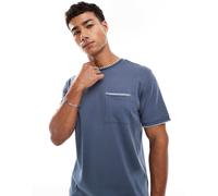 Threadbare - T-Shirt blu con profili a contrasto bianchi in misto cotone pesante da 200 gsm XL