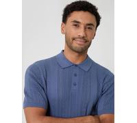 Threadbare Threadbare Blue Textured Stripe Knitted Polo Shirt blu