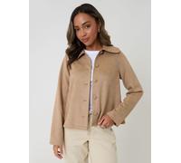 threadbare Threadbare Brown Faux Suede Peter Pan Collar Cropped Jacket 36 Marrone