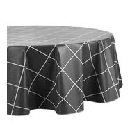 Threadmade Elrene Home Fashions - Tovaglia in vinile impermeabile e antimacchia, con retro in flanella, 178 x 178 cm, rotonda, colore: nero