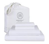 Threadmill Home Linen Bedding Collection - Set di lenzuola in 100% cotone ELS a 600 fili, motivo a righe damascate, set di biancheria da letto di lusso, 4 pezzi, lenzuola in rasatello liscio, king