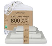 Threadmill Home Linen Cal-King - Lenzuola in rasatello a 800 fili, 100% cotone naturale, set di 4 lenzuola in cotone extra lungo, eleganti lenzuola grigio chiaro con tasca profonda elasticizzata