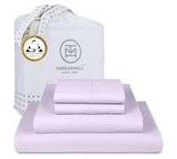 Threadmill Home Linen Lenzuola King - 100% cotone egiziano certificato, 4 pezzi, set di biancheria da letto in rasatello a 400 fili, cotone pettinato ELS, comodi lenzuola lilla con tasca profonda elasticizzata