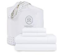 Threadmill Home Linen Queen Sheets - Set di biancheria da letto in puro rasatello di cotone a fibra lunga, 4 pezzi, 300 fili, tinta unita, con tasca profonda elasticizzata