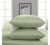 Threadmill Home Linen Set di 2 federe in rasatello di cotone a 600 fili, 100% cotone, king size, lussuose, morbide e lisce, verde salvia