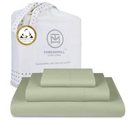 Threadmill Home Linen - Set di biancheria da letto in 100% cotone ELS tinta unita, set di biancheria da letto di lusso, 3 pezzi, tessuto rasatello liscio, doppio, salvia