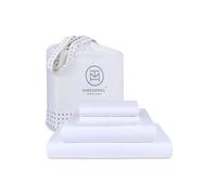 Threadmill Home Linen Set di biancheria da letto king size, in rasatello a 800 fili, 100% cotone naturale, 4 pezzi, in cotone a fibre extra lunghe, comode lenzuola bianche da hotel con tasca profonda
