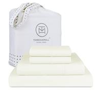 Threadmill Home Linen Set di lenzuola in 100% cotone a 1000 fili, per letto California King, super lusso, set da 4 pezzi, avorio, rasatello liscio