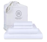 Threadmill Home Linen Set di lenzuola in 100% cotone Supima ELS a 1000 fili, per letto California King, biancheria da letto super lussuosa, set di lenzuola California King da 4 pezzi, bianco, liscio
