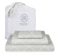 Threadmill Home Linen Set di lenzuola Twin-XL in puro cotone a fibre lunghe, tradizionale tessitura damascata jacquard, set di biancheria da letto da 300 fili, morbido lenzuolo argentato con tasca