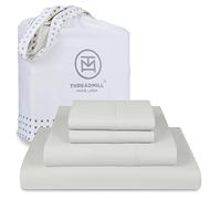 Threadmill Luxury Supima 100% Cotton Sheets - Soft, 1200 Thread Count, 4 Pc Light Grey Set for King Bed, 5-Star Hotel Quality, Deep Pocket with Elasticized Corner
