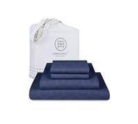 Threadmill - Set di lenzuola in 100% cotone per letto Full Size, 600 fili, con angoli profondi 40,6 cm, trama in rasatello jacquard, 4 pezzi, con effetto rinfrescante, colore: denim