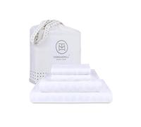 Threadmill - Set di lenzuola in 100% cotone per letto Full Size, 600 fili, con angoli profondi 40,6 cm, trama jacquard in rasatello, 4 pezzi, con effetto rinfrescante, colore: bianco