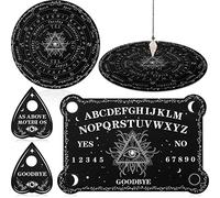 Threan Tavola divinatoria con pendolo con set di ametista, tavola parlante in legno con messaggio metafisico, collana con pendolo di cristallo con planchette per commerci Wiccan (motivo con occhio)
