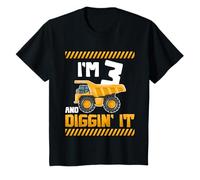 Three 3yr 3rd Birthday Truck Construction Boy 3 Years Old Maglietta