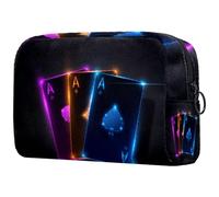 Three Ace Poker Cards - Trousse da donna, per articoli da toeletta da viaggio, grande, pratica borsa organizer con cerniera, Multi, 18.5x7.5x13cm/7.3x3x5.1in, Beauty case