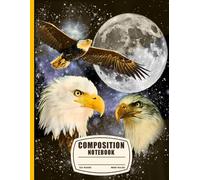 Three Bald Eagle Moon Wolf Meme Notebook: Ironic Retro Patriotic Galaxy Graphic Lined Journal for American Bird Lovers, Men, Teens, High School & College Students