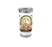 Three Beavers Howling at the Moon Wildlife Lover Bicchiere termico in acciaio inox doppia parete