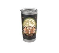 Three Beavers Howling at the Moon Wildlife Lover Bicchiere termico in acciaio inox doppia parete