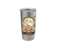 Three Beavers Howling at the Moon Wildlife Lover Bicchiere termico in acciaio inox doppia parete