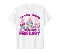 Three Birthday Gnomes for Garden Mom Legend Born in February Maglietta