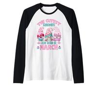Three Birthday Gnomes for Women Who Are Born in March Maglia con Maniche Raglan