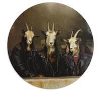 Three Capras Wearing Leather Jackets, Puzzle Sostenibili Con Motivi Per Adulti Da Gioco in Legno Di Alta Qualità 1000pcs (67.5x67.5cm)