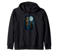 Three Capybara Howling At The Moon 3 Capybara Moon Felpa con Cappuccio