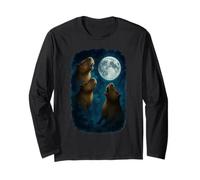 Three Capybara Howling At The Moon 3 Capybara Moon Maglia a Manica