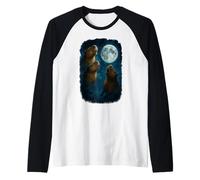 Three Capybara Howling At The Moon 3 Capybara Moon Maglia con Maniche Raglan