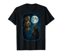 Three Capybara Howling At The Moon 3 Capybara Moon Maglietta