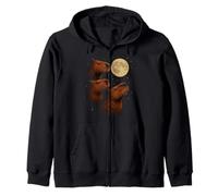 Three Capybara Moon 3 Capybara Howling At The Moon Felpa con Cappuccio