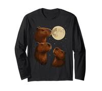 Three Capybara Moon 3 Capybara Howling At The Moon Maglia a Manica