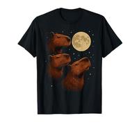 Three Capybara Moon 3 Capybara Howling At The Moon Maglietta